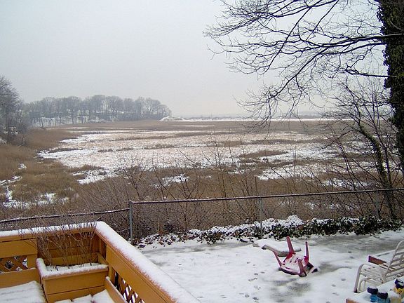 Wetlands/Bay view from 2-tier deck in snow