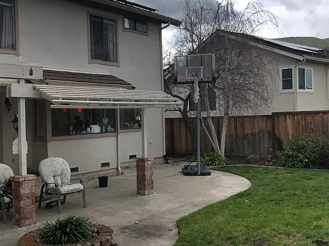 backyard with basketball hoop