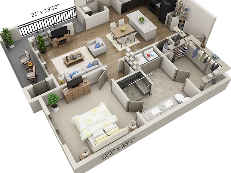 Floor plans are artist's rendering. All dimensions are approximate. Actual product and specifications may vary in dimension or detail. Not all features are available in every apartment. Prices and availability are subject to change. Floor plans are artist
