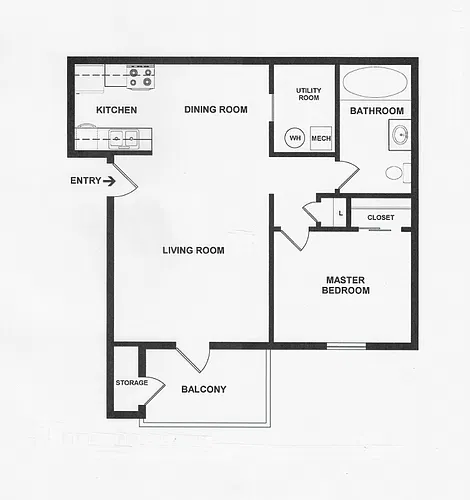 Floor plan One Bedroom/1 Bath