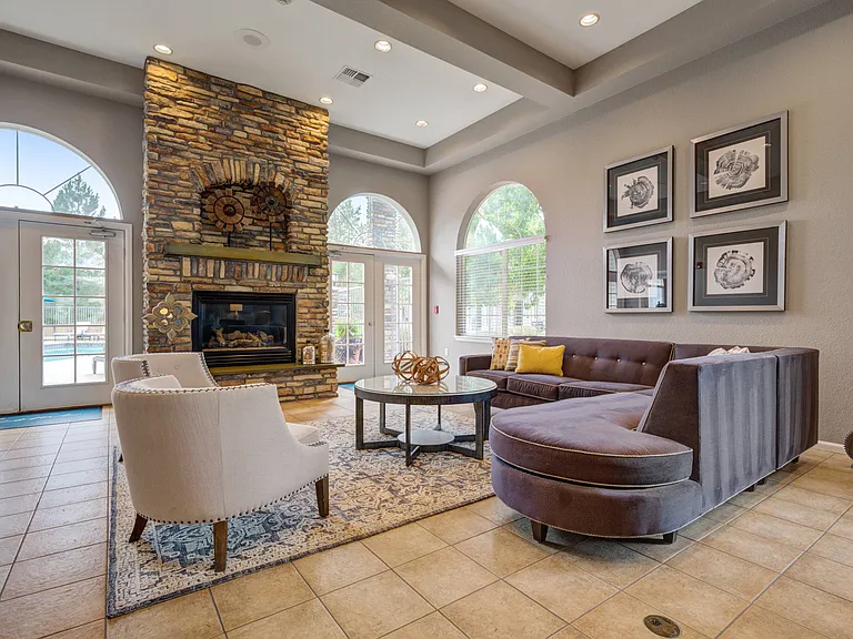 Clubhouse Seating Area with Fireplace