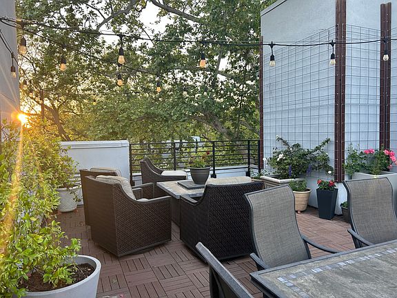 Sunset on the private roof deck garden.