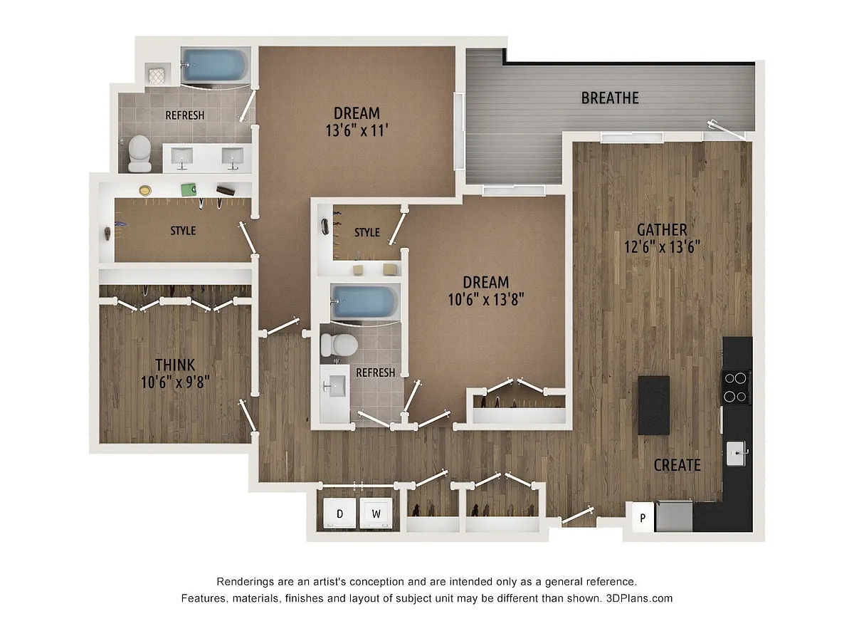 Floor plan Two Bed Den E3.1