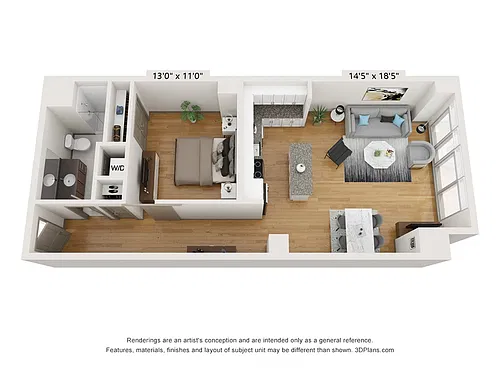 Floor plan 1-Bedroom 1-Bathroom | 920 sqft