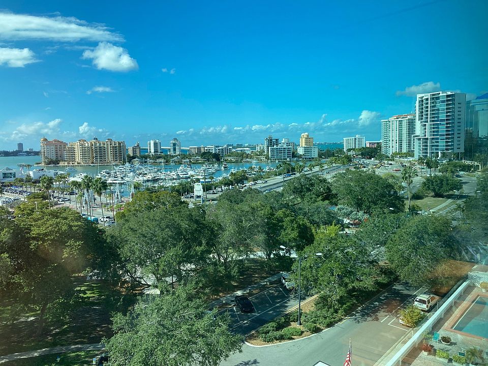 Living Room Window View with bridge to St. Armands Circle in background