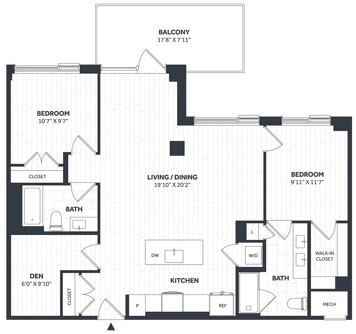 Floor plan 2 Bed/2 Bath Den PH - Stratos - CC16