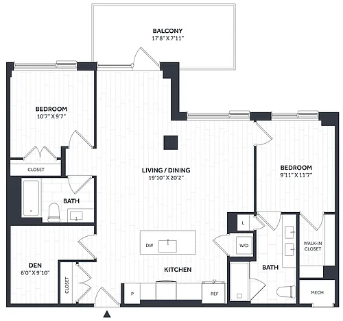 Floor plan 2 Bed/2 Bath Den PH - Stratos - CC16