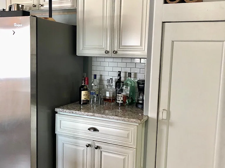 Kitchen nook on the left and pantry space on the right