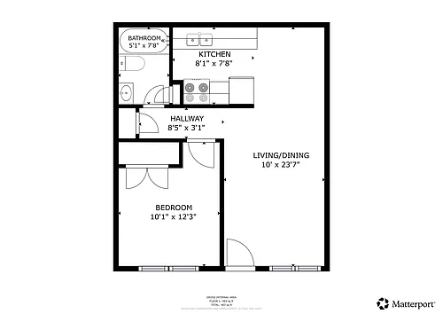 Floor plan 1 Bedroom, 1 Bath
