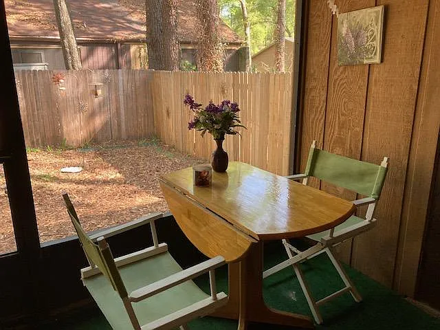 table on screen porch
