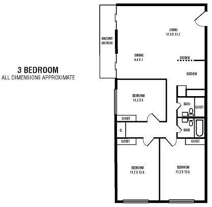 Floor plan 3Bedroom 1.5BA