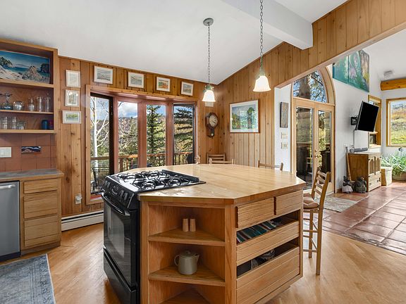 Kitchen island with slider to south facing deck