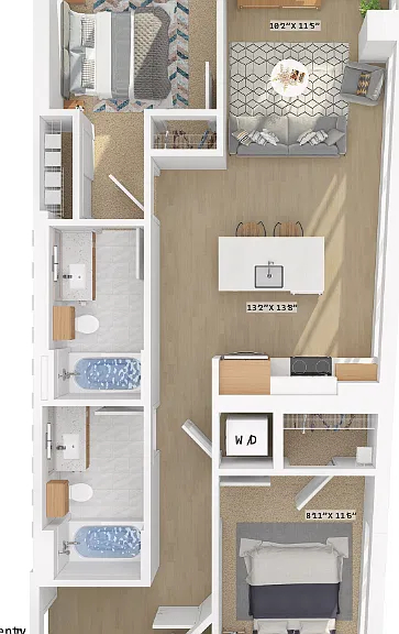 2 Bedroom 22A Floorplan Diagram