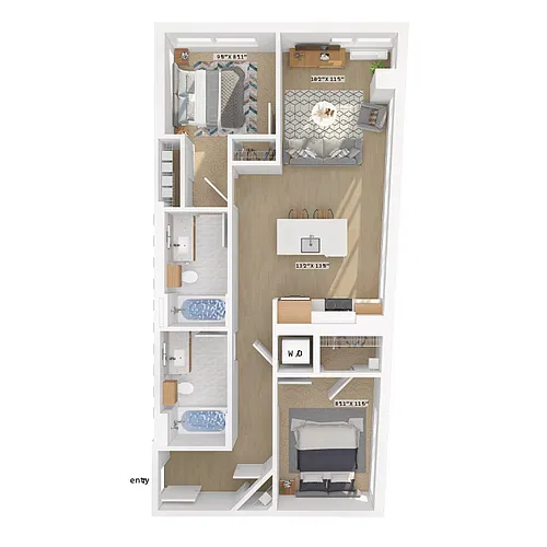 Floor plan 2 Bedroom 22A