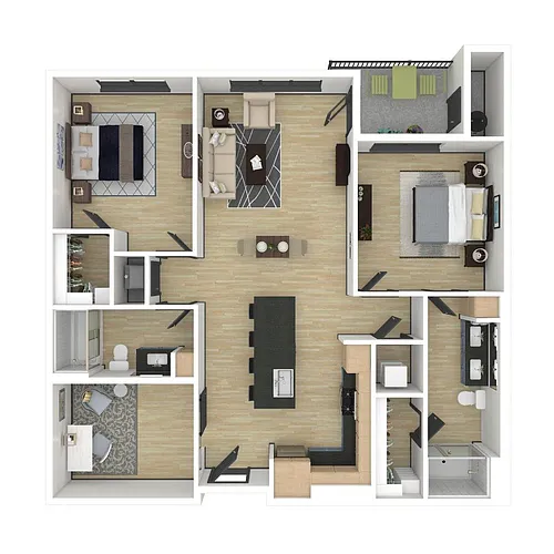 Floor plan B3: 2 Bed 2 Bath