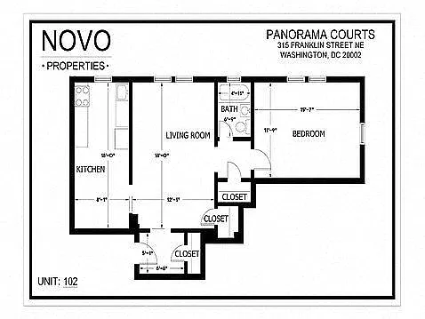 Floor plan 1 Bedroom/1 Bath