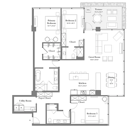 Floor plan 07 | 3B-02 | 3 Bed | 3 Bath