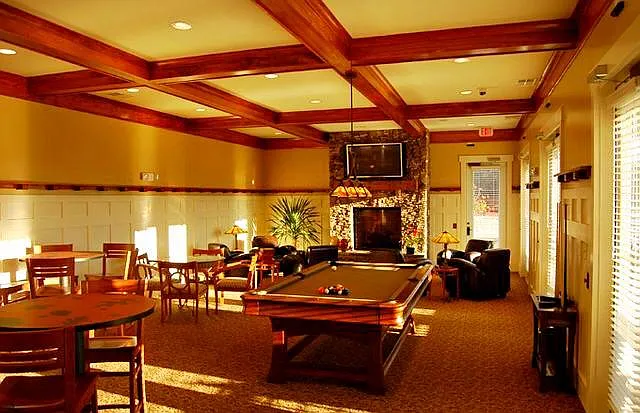 Billiards lounge and gas fireplace