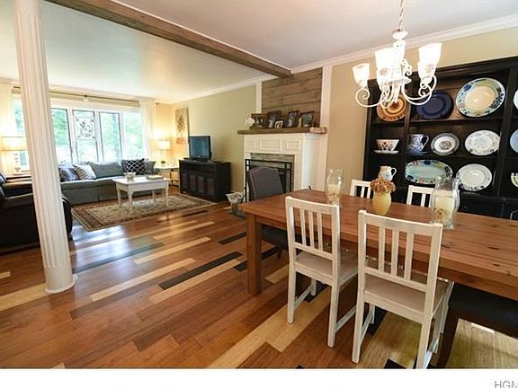 Great open floor plan with living room, dining room and kitchen.