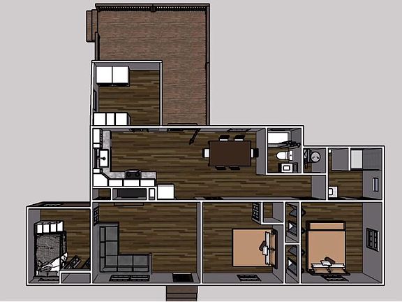 Whole House Layout. 
Note: Closet design in Bedrooms 1 & 2 have slightly changed.