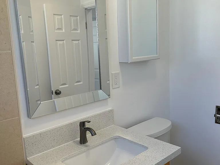 Brand new designer bathroom vanity, mirror and medicine cabinet.