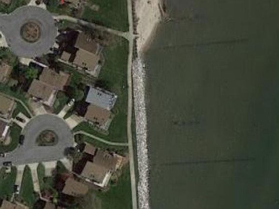 Overhead view showing beach and bay