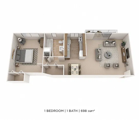 Floor plan One Bedroom-698 sqft