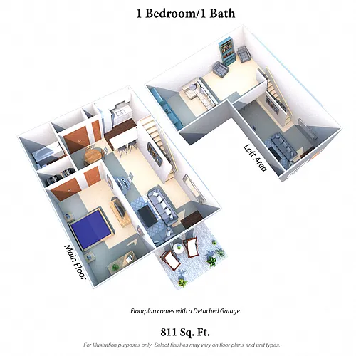 Floor plan 1 Bedroom 1 Bath Loft