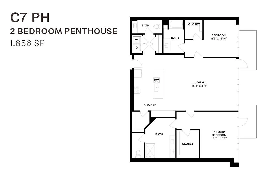 Floor plan Two Bedroom Penthouse C7 PH