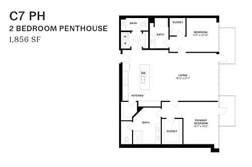 Floor plan Two Bedroom Penthouse C7 PH