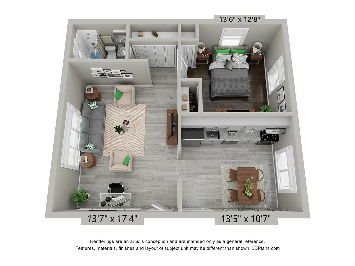 Floor plan Renovated 1 Bedroom
