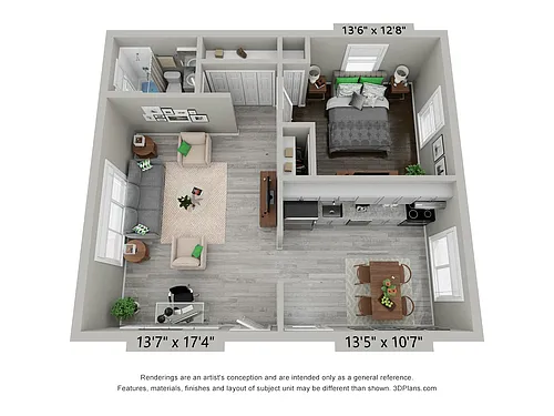 Floor plan Renovated 1 Bedroom