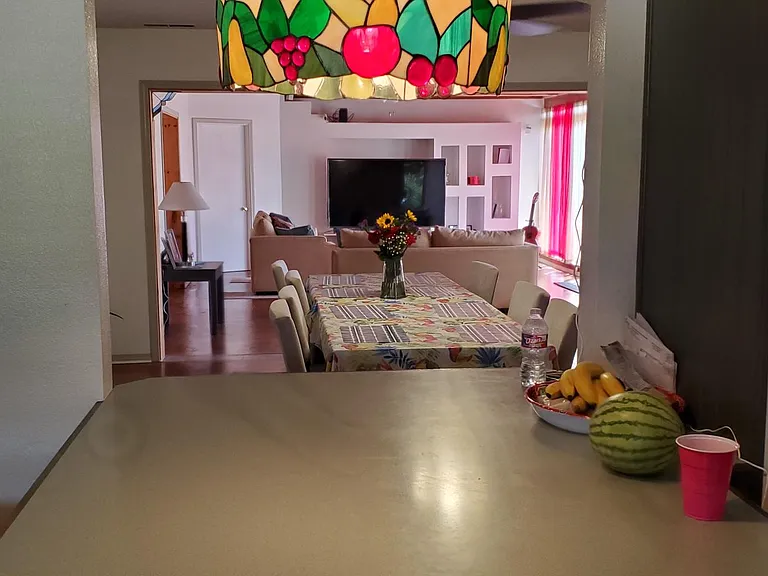 Kitchen Island looking to Dining Room and Living Room beyond