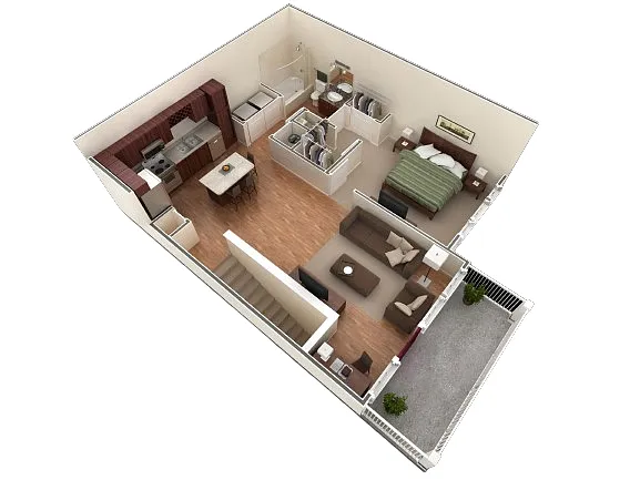 Floor plan 1 BR Designer Overlook