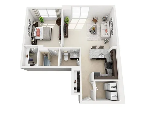 Floor plan One Bedroom A1C
