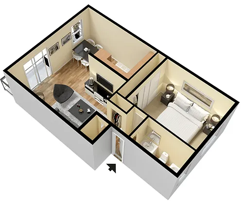 Floor plan 1 Bed 1 Bath