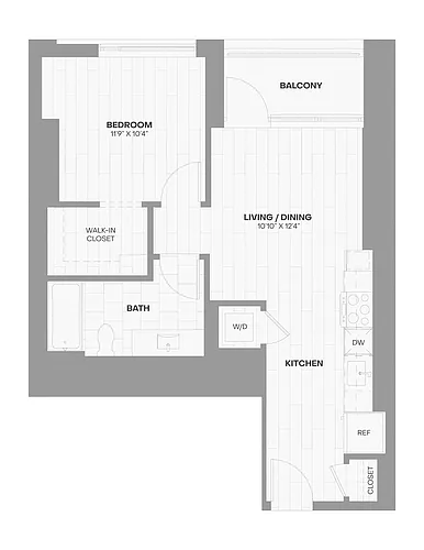 Floor plan 1 Bed/1 Bath JR-X02