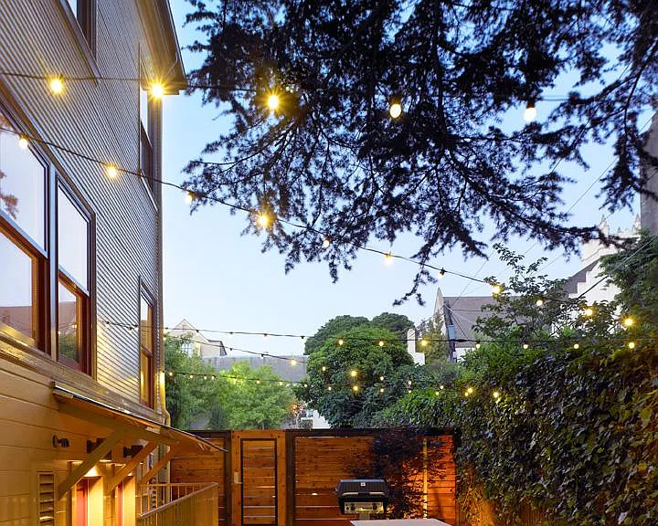 Backyard with gas grill