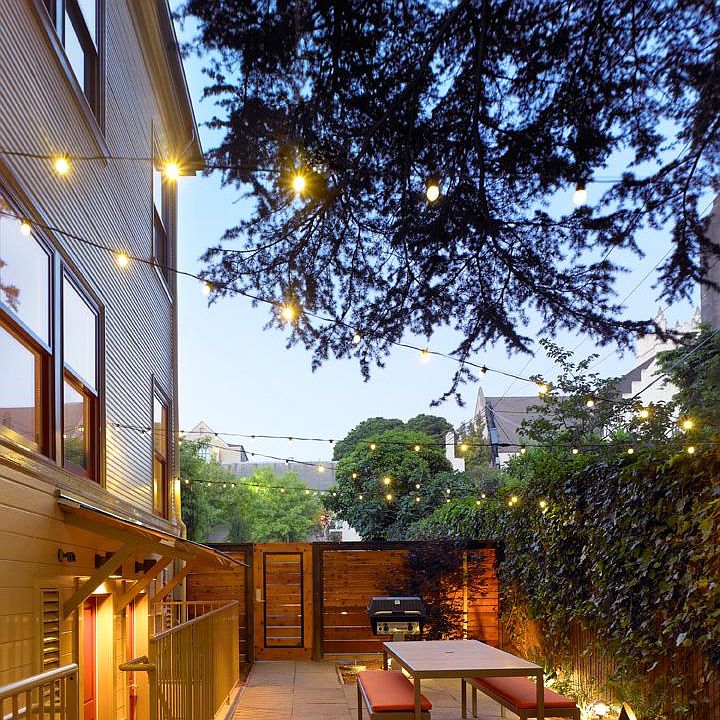 Backyard with gas grill