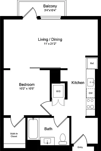 Floor plan 1 Bedroom AB