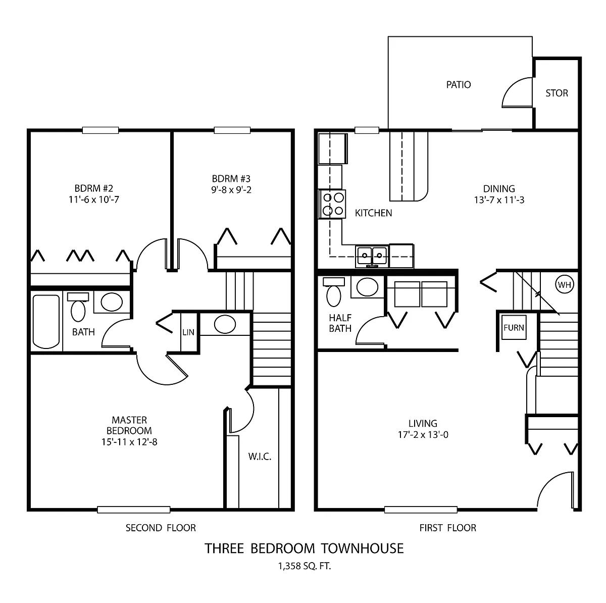 Floor plan Three Bedroom Townhouse