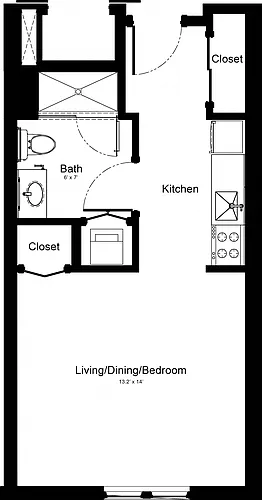 Floor plan ORI Smart Furnished Convertible 1Bed C