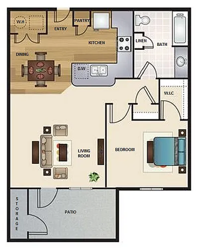 Floor plan One Bedroom One Bath