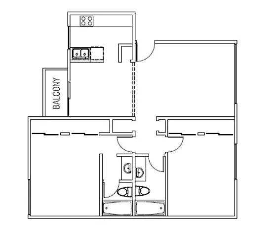 Floor plan Two Bedroom Two Bath Premium