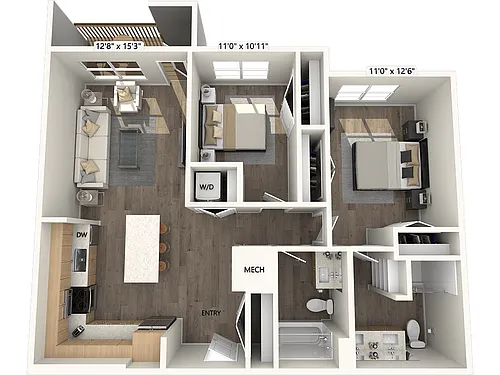 Floor plan B1-1037sf-FinishIII