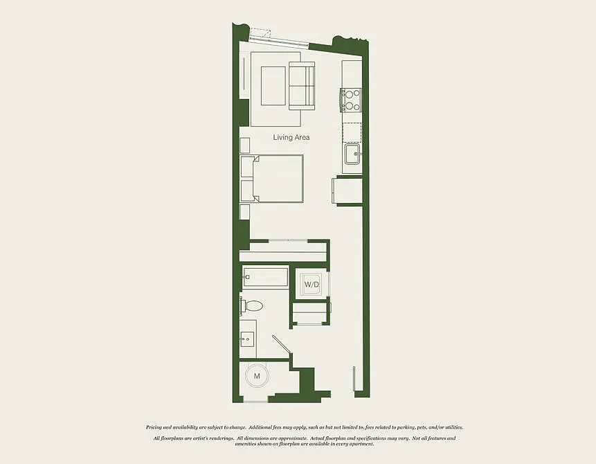 Floor plan Studio- 1 Bath | S09 - Reva