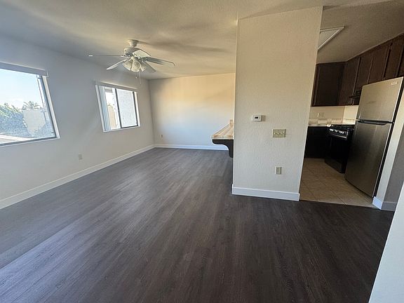 View of living room and kitchen