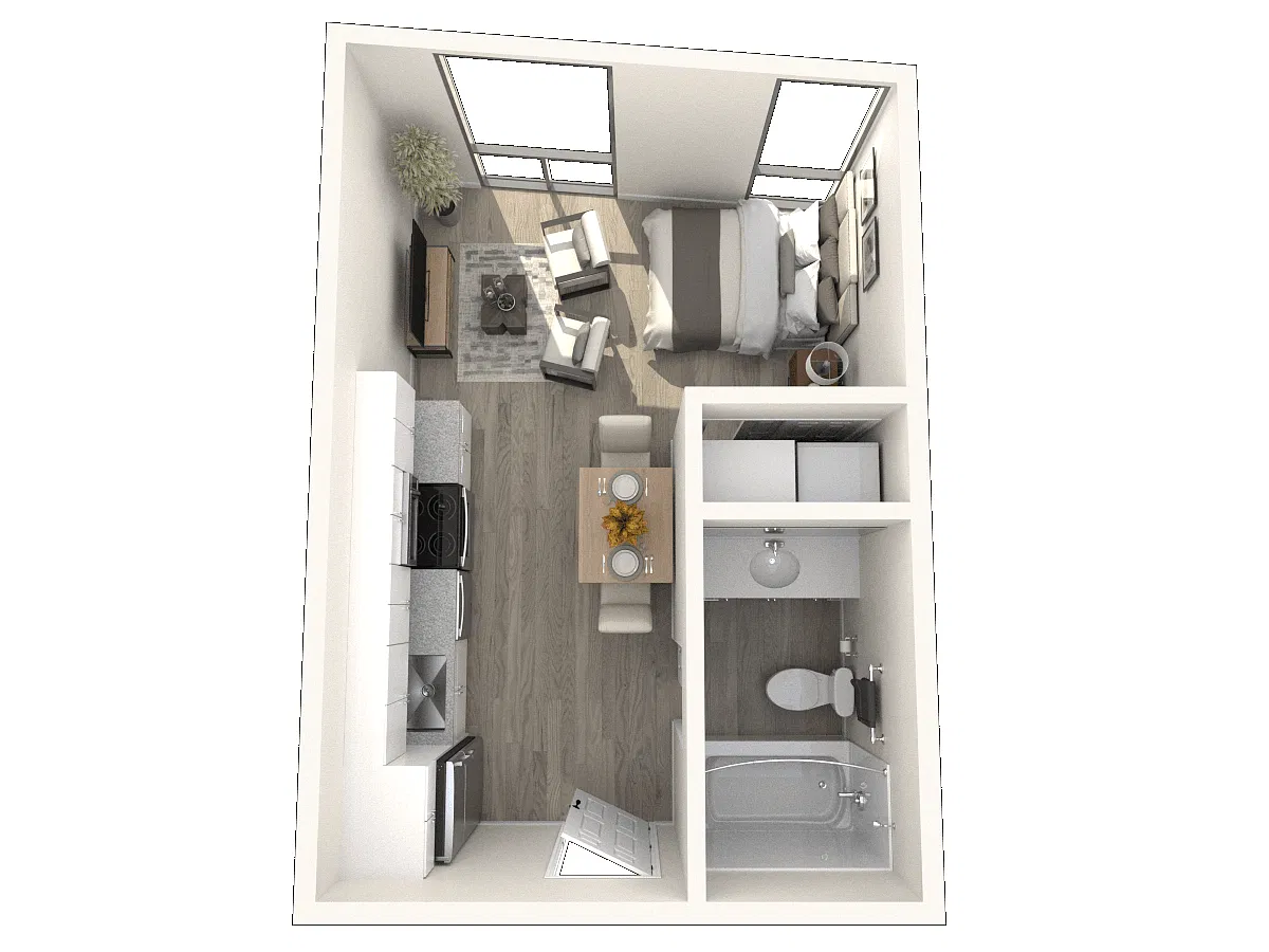 Floor plan Studio, 1 Bathroom