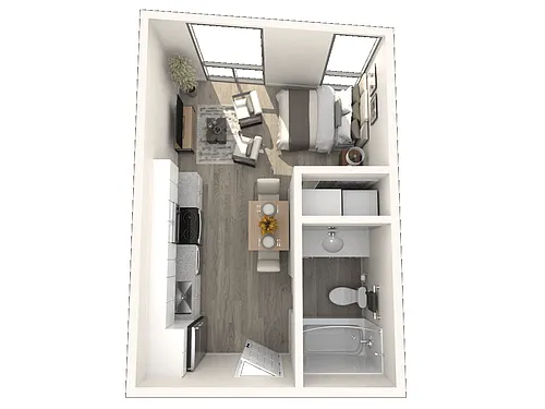 Floor plan Studio, 1 Bathroom