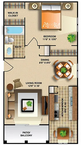 Floor plan One Bedroom - Medium